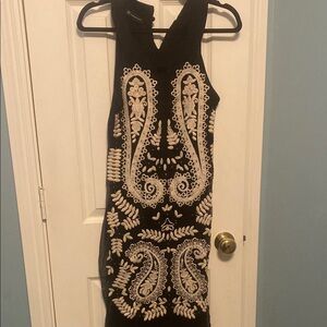 Elegant Black and White Embroidered Dress